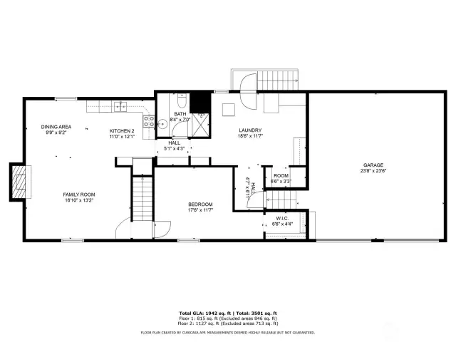 Lower level outline, including garage - square footage is approximate, buyer to verify.