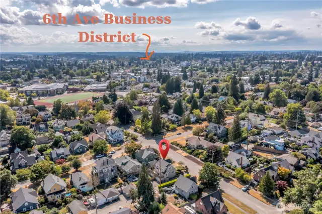 The lively 6th Ave Business District is a 1/2 mile walk.