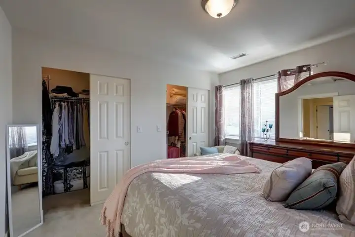 Primary bedroom with great closet space