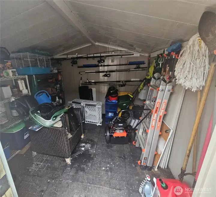 Inside the medium shed.