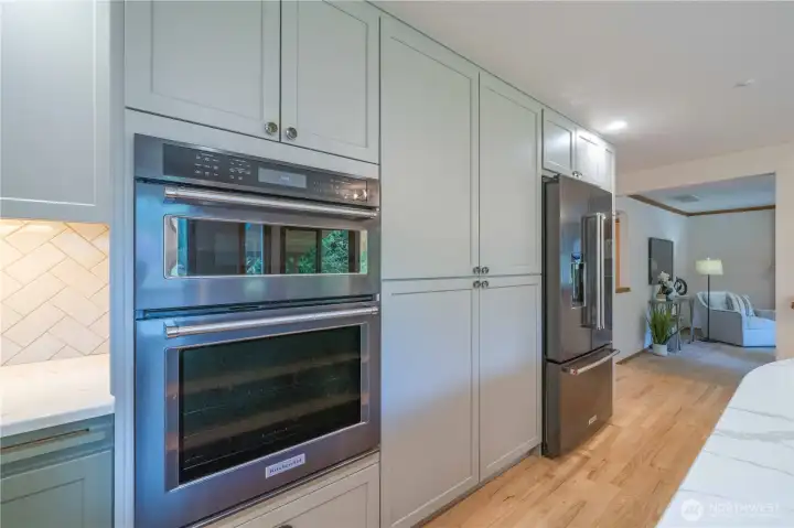 Plenty of cabinet space in this gourmet kitchen.