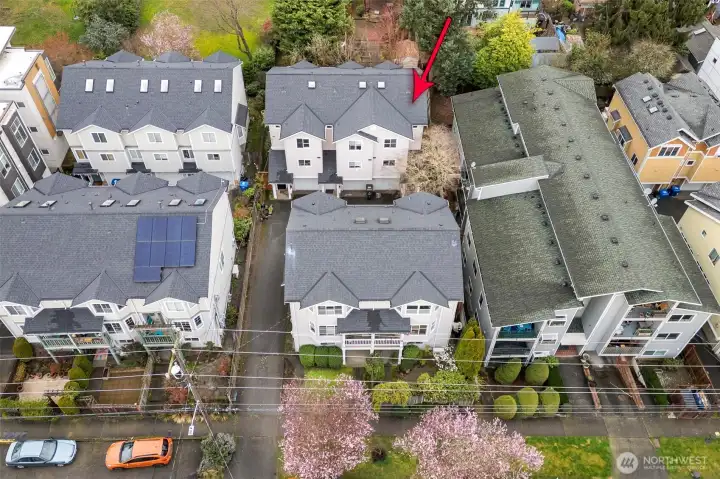 Come into the driveway, past  turquoise free book box to the right far corner! You are here!