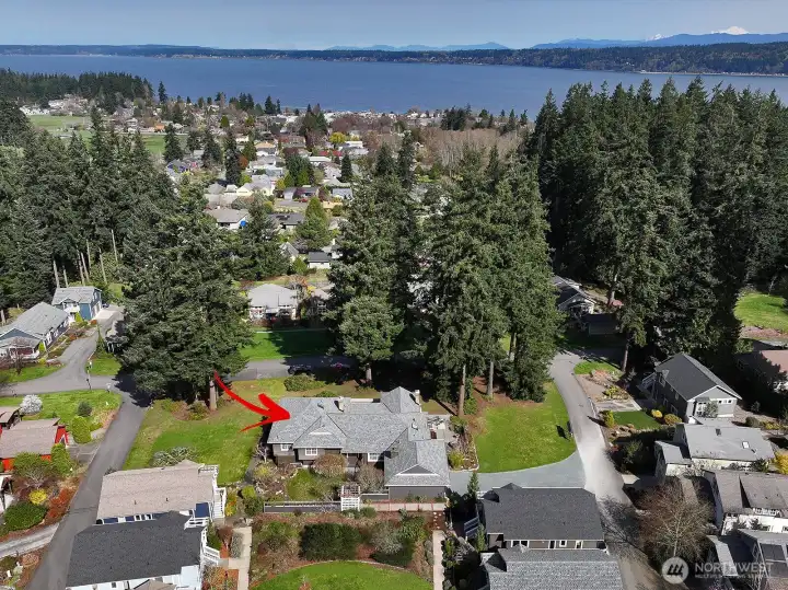 This photo reflects the generous size of the lot and proximity to Langley Village. Sale includes an adjacent buildable lot (the grassy areas north of the driveway and east of the fenced patio area) for future development or sale. This photo reflects the generous size of the lot and proximity to Langley Village. Sale includes an adjacent buildable lot (the grassy areas north of the driveway and east of the fenced patio area) for future development or sale.