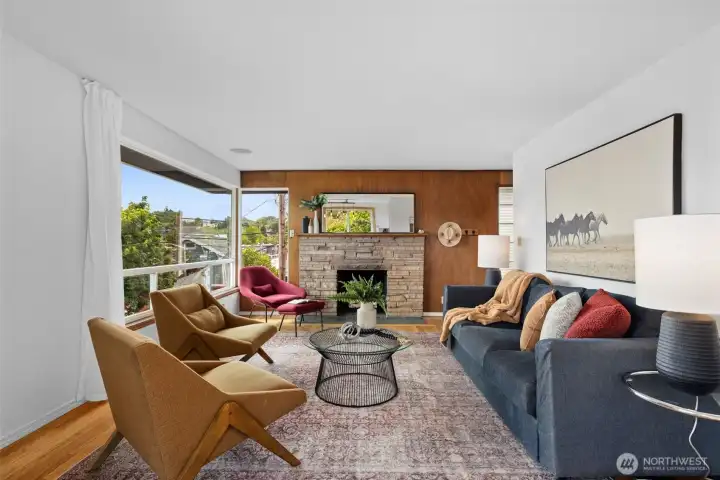 Original wood paneled wall. Authentic mid-century details shine throughout.