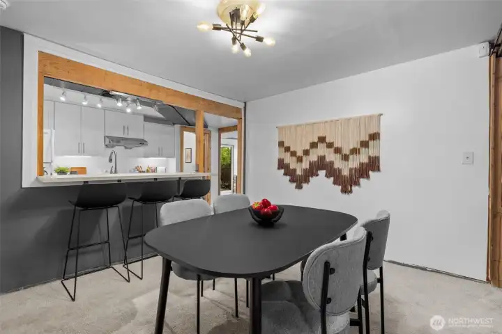 Dining room with counter seating.