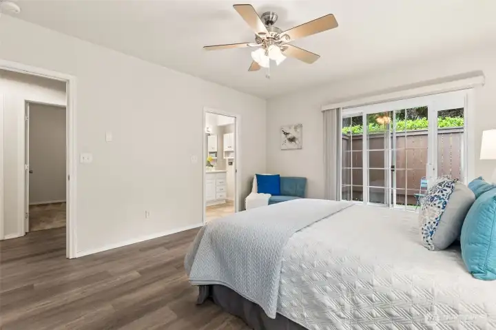 You'll discover plenty of wall space for bedroom furnishings, and easy access to the large, five piece primary bathroom. You'll discover plenty of wall space for bedroom furnishings, and easy access to the large, five piece primary bathroom.