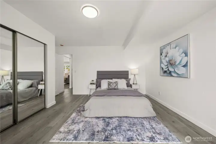 Generous closet space enhances the functionality of the main-floor bedroom.