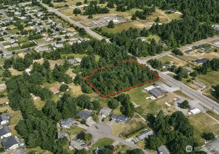 Overhead view with approximate boundaries in red. Overhead view with approximate boundaries in red.