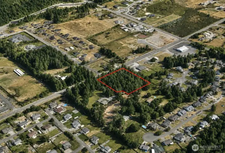 Overhead view with approximate boundaries in red. Overhead view with approximate boundaries in red.