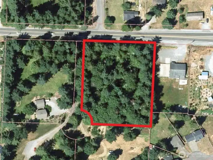 Overhead view with approximate boundaries in red. Overhead view with approximate boundaries in red.