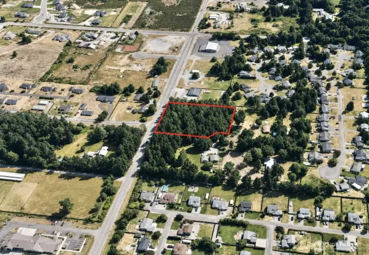 Overhead view with approximate boundaries in red. Overhead view with approximate boundaries in red.