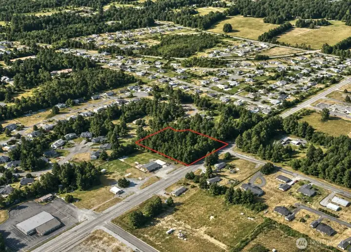 Overhead view with approximate boundaries in red. Overhead view with approximate boundaries in red.