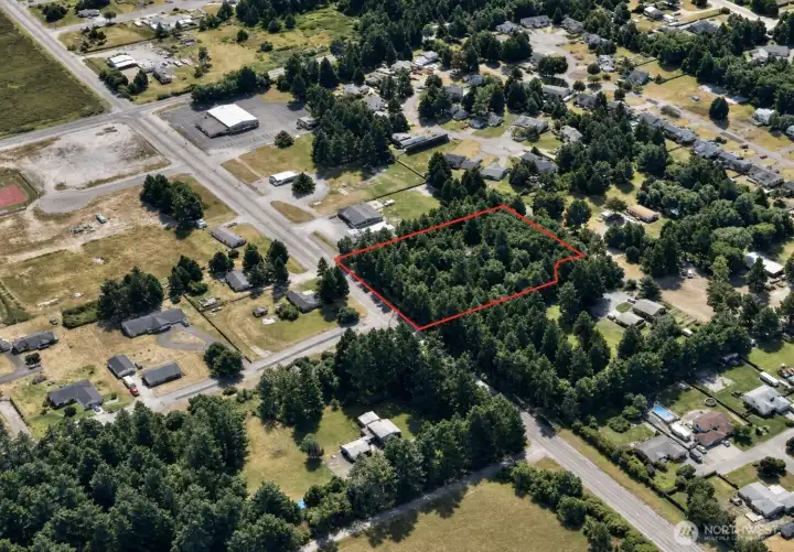 Overhead view with approximate boundaries in red. Overhead view with approximate boundaries in red.