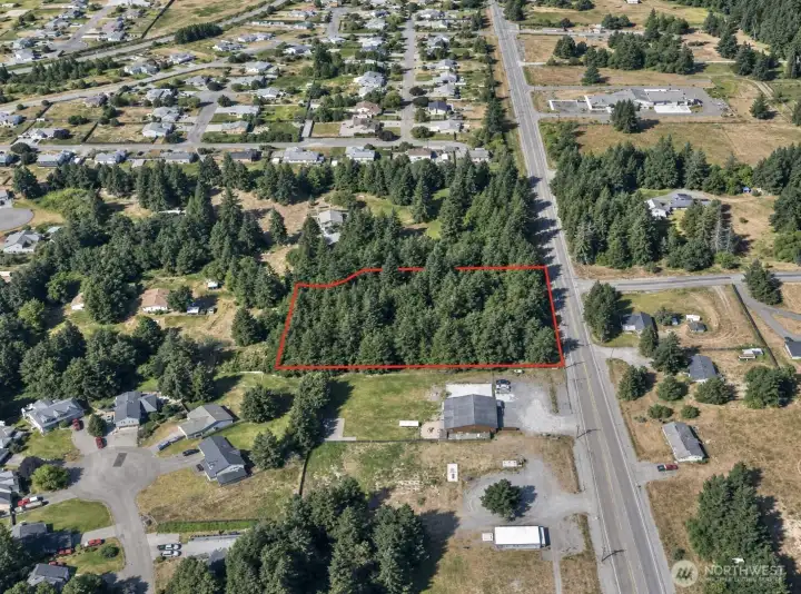 Overhead view with approximate boundaries in red. Overhead view with approximate boundaries in red.