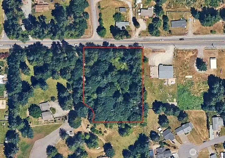 Overhead view with approximate boundaries in red. Overhead view with approximate boundaries in red.
