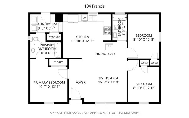 Floor plan. Room sizes are approximate. The furnishings in the home can stay or can be remover buyers choice