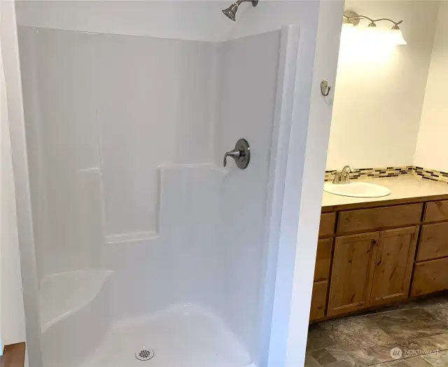 Shower in primary bathroom