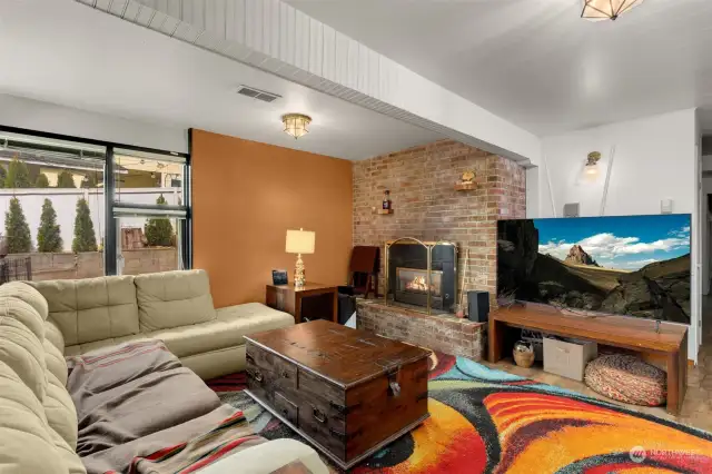 Lower Living area with Fireplace