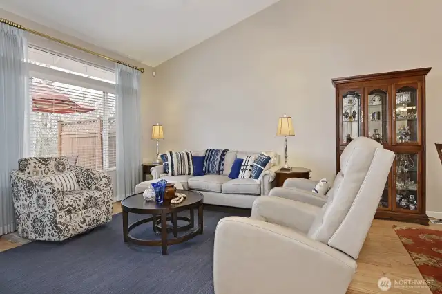 Cozy Living Room overlooks deck & backyard greenspace