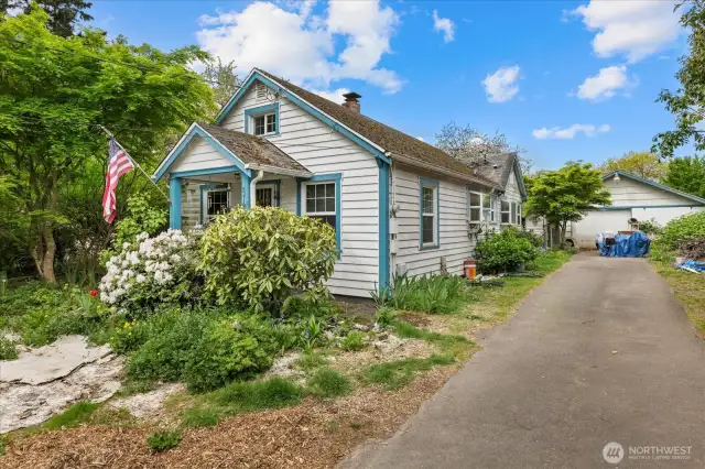 Front of the house and garage to the right