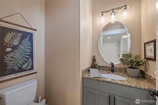 Powder room on the upper level.