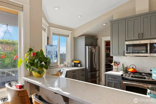 Looking into the kitchen from the breakfast bar.