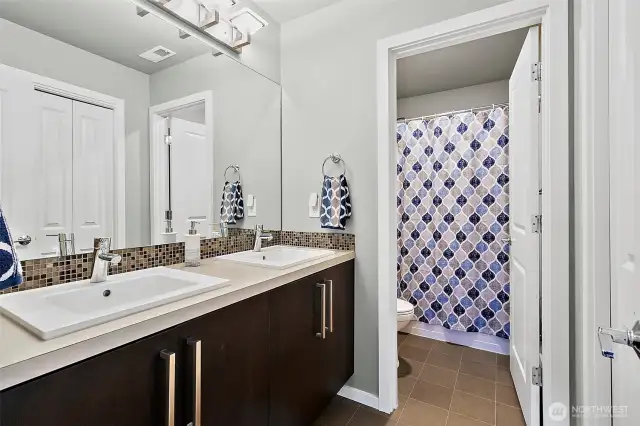 Light and bright bathroom.