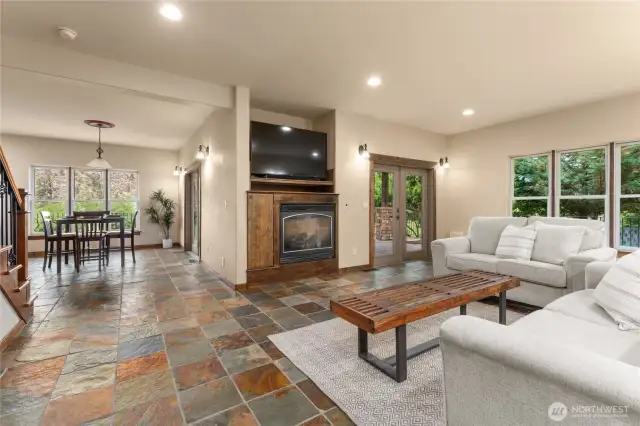 Living room with French doors to covered patio