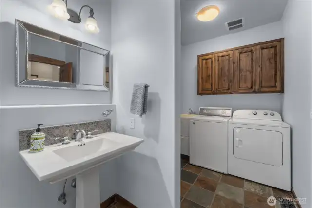 Laundry nook in 3/4 bath on main level