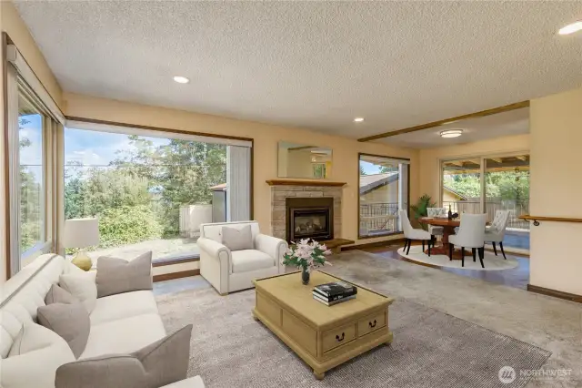 Living room with huge picture windows for fantastic natural light