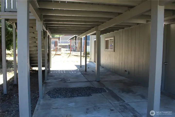 Patio under the deck.