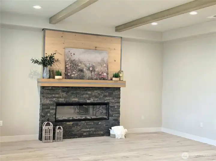 Cozy fireplace in great room