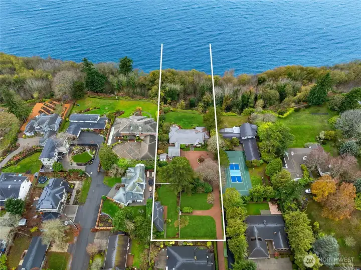 Here you can see both properties available...both accessed by a shared private drive.  The addition of the second parcel could be the perfect guest cottage, tennis/pickleball court or?