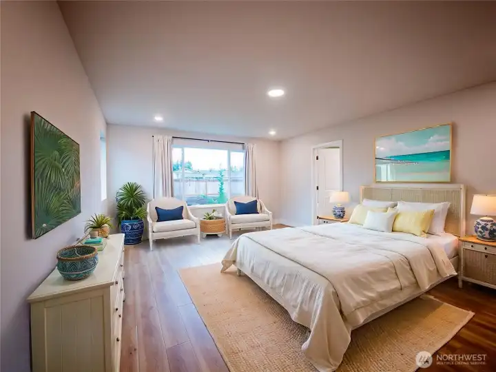 PRIMARY BEDROOM DIGITALLY STAGED...