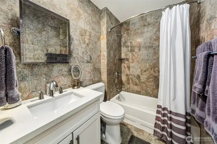 new bath surrounded with marble