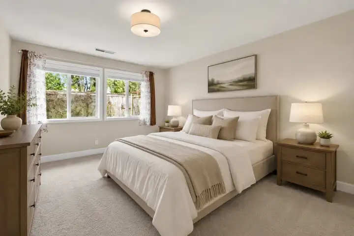 Primary bedroom virtually staged
