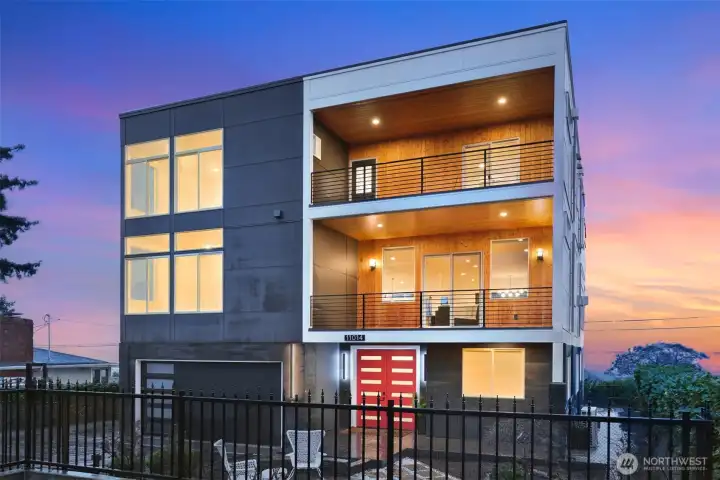 Modern exterior with rooftop deck and covered outdoor living