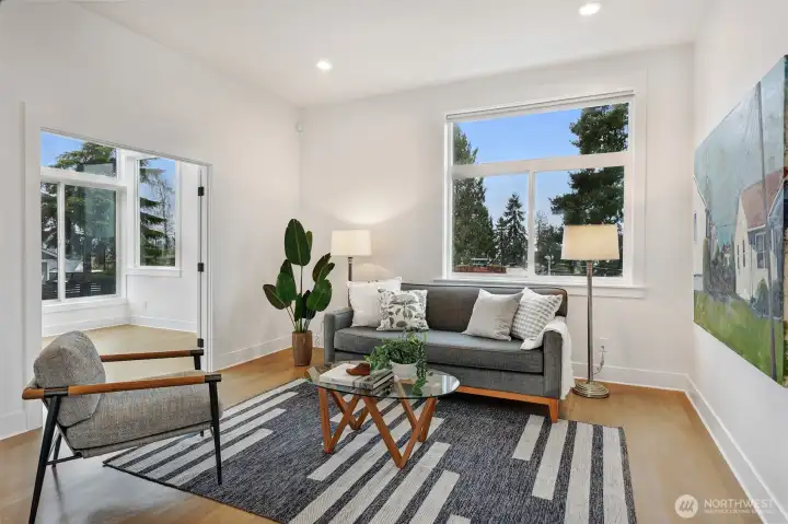 Secondary living area with expansive windows