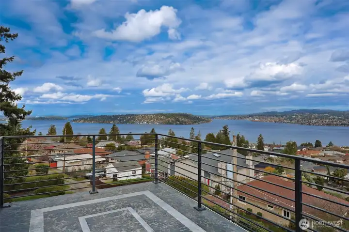 Lake Washington views from the rooftop deck