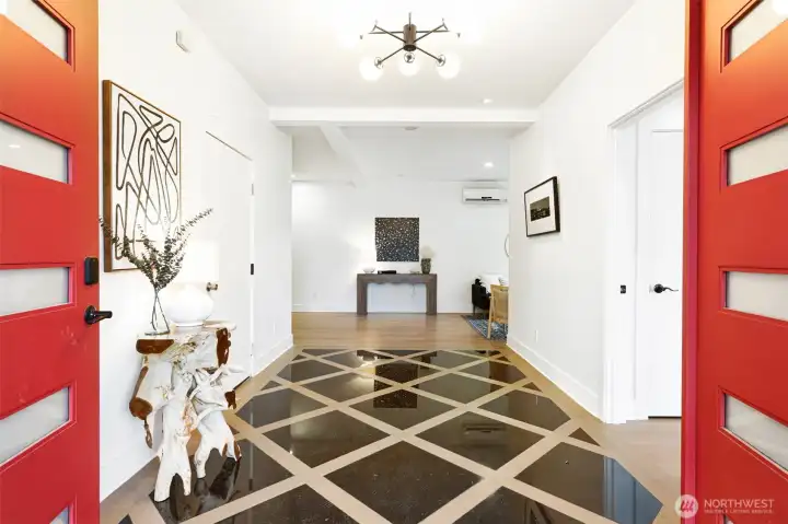 Welcoming entry with statement front door