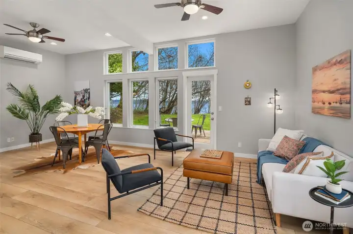 Living room and dining room area.