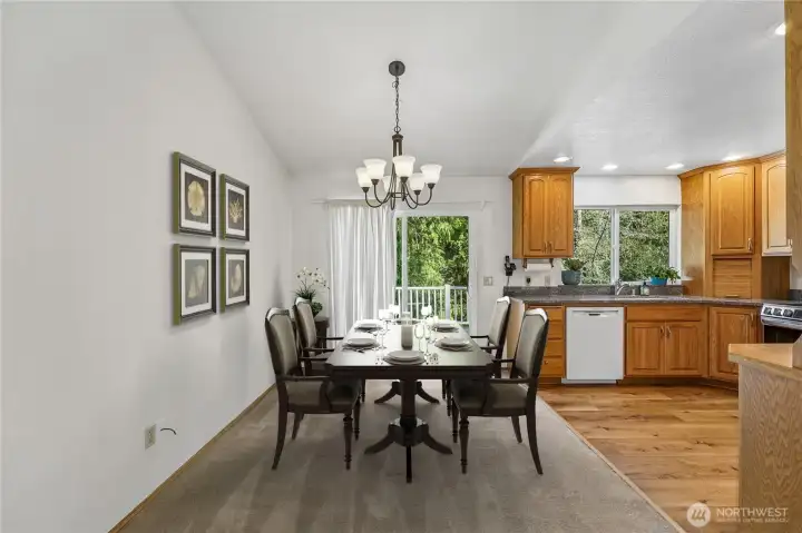 Virtually staged dining area.