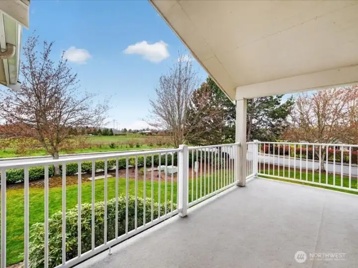 The spacious deck is covered and has incredible south-facing views to the pasture that is filled with wildlife. The spacious deck is covered and has incredible south-facing views to the pasture that is filled with wildlife.