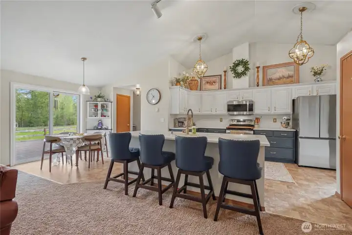 Kitchen view from your family room, what a great open place to gather, so spacious!