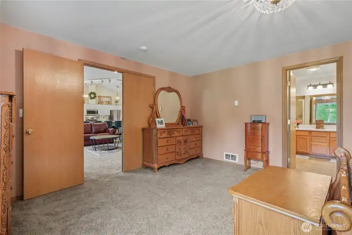 Primary Suite view one towards your family room, AMPLE in size, and your ensuite full bath is to your right.