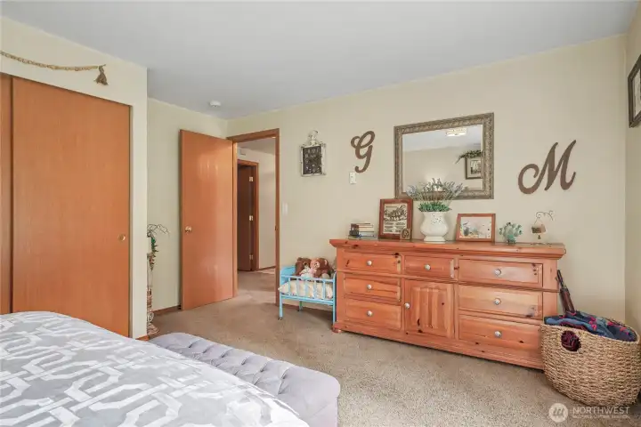 Bedroom #3, love the double closet and size.