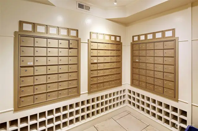 The mailboxes are conveniently located just before you reach the elevators.