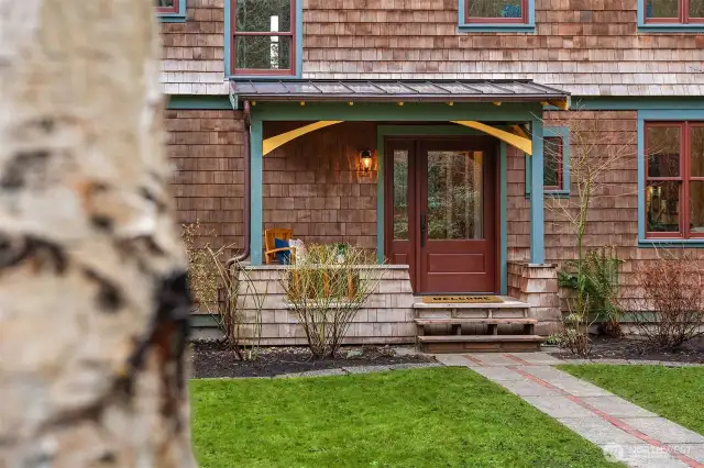 Charming and welcoming front porch.