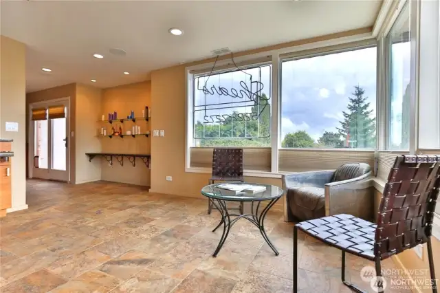 prior lower level salon usage, flooring still under carpets