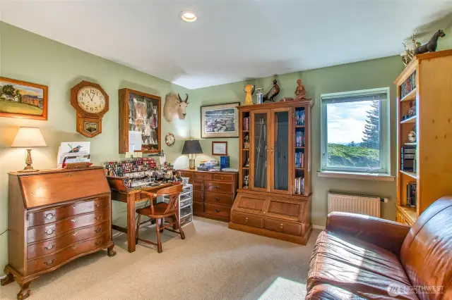 The hobby room could easily be converted to an additional guest bedroom